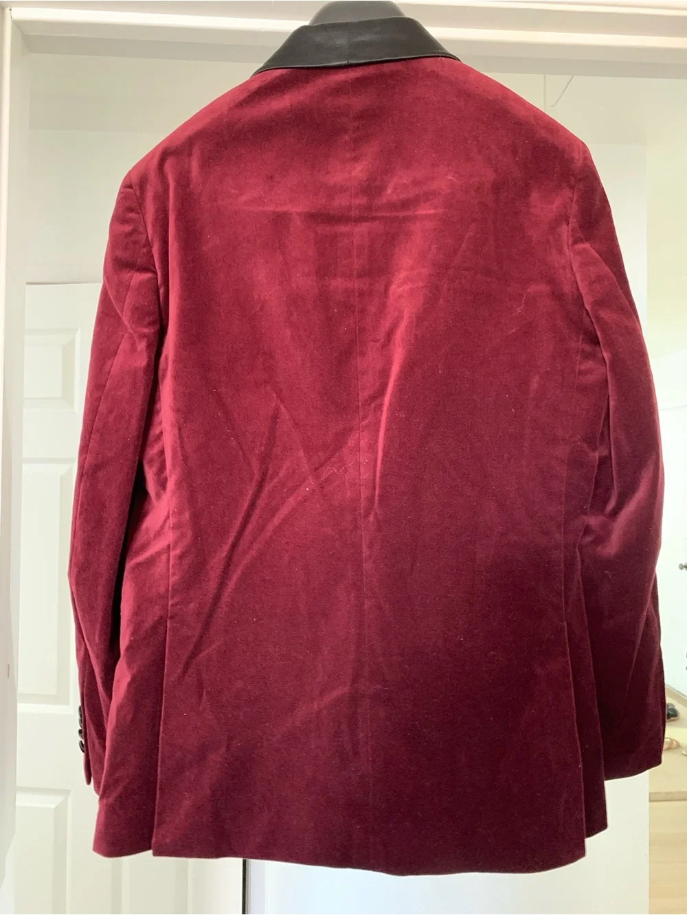 Burgundy Shawl Collar Single Button Velvet Suit Separate Sport Coat